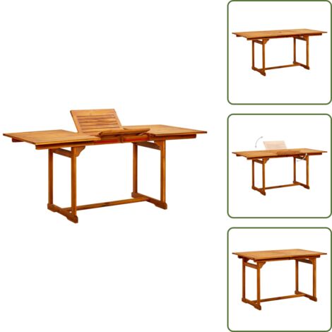 The Living Store Tavolo da Pranzo per Esterni (120-170)x80x75 cm in Legno Acacia - Tavolo da pranzo in legno