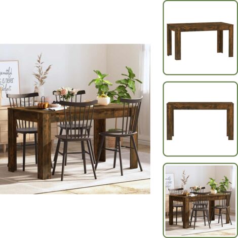 The Living Store Tavolo da Pranzo Rovere Fumo 140x74,5x76 cm Legno Multistrato - Tavolo da pranzo in legno multistrato