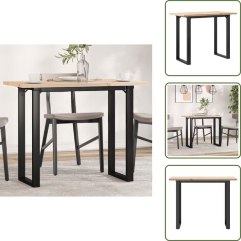The Living Store Tavolo da Pranzo Telaio a O 100x50x75,5 cm Legno Pino e Acciaio - Tavolo da pranzo in legno