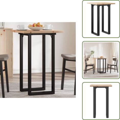 The Living Store Tavolo da Pranzo Telaio a O 50x50x75,5 cm Legno Pino e Acciaio - Tavolo da pranzo in pino