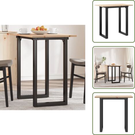 The Living Store Tavolo da Pranzo Telaio a O 80x50x75,5 cm Legno Pino e Acciaio - Tavolo da pranzo in legno