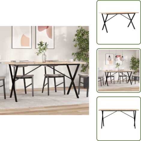 The Living Store Tavolo da Pranzo Telaio a X 140x80x75,5 cm Legno Pino e Acciaio - Tavolo da pranzo in pino