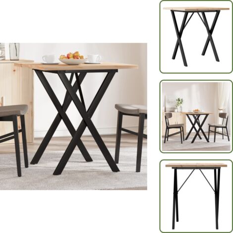 The Living Store Tavolo da Pranzo Telaio a X 70x70x75,5 cm Legno Pino e Acciaio - Tavolo da pranzo in pino