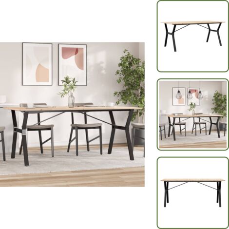 The Living Store Tavolo da Pranzo Telaio a Y 180x90x75 cm Legno Pino e Acciaio - Tavolo da pranzo in pino