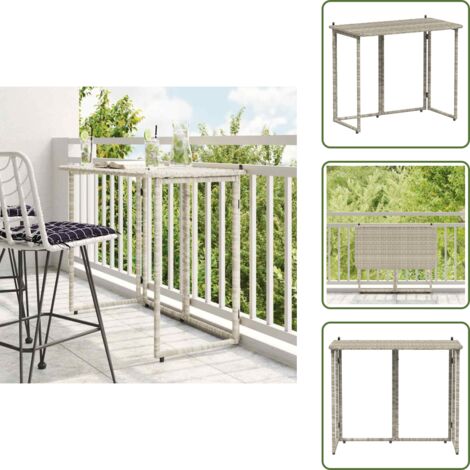 The Living Store Tavolo Giardino Pieghevole Grigio Chiaro 90x51x75 cm Polyrattan - Tavolo da patio