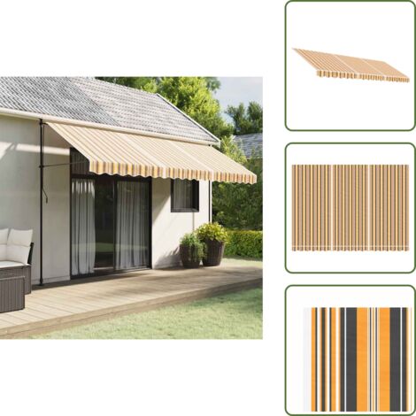 The Living Store Tela de repuesto de toldo rayas de colores 4,5x3 m - Toldo de repuesto