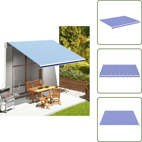 The Living Store Tela de repuesto para toldo azul y blanco 4,5x3,5 m - Toldo azul y blanco