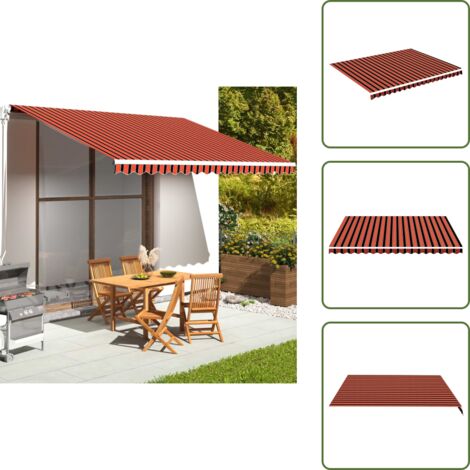 The Living Store Tela de repuesto para toldo naranja y marrón 4,5x3,5 m - Toldo de jardín