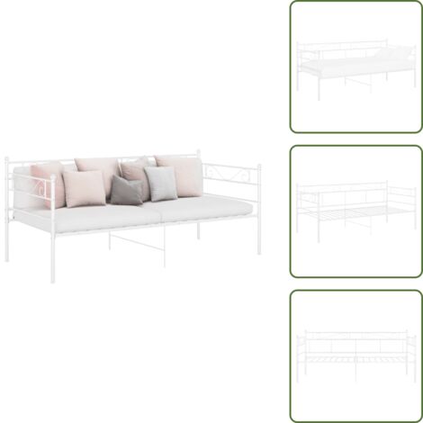 The Living Store Telaio Divano Letto Bianco in Metallo 90x200 cm - Letto occasionale