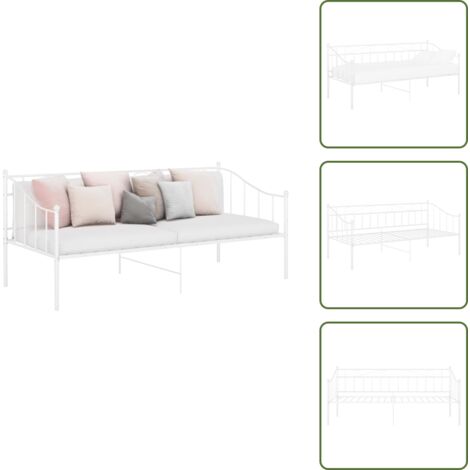 The Living Store Telaio Divano Letto Bianco in Metallo 90x200 cm - Letto occasionale