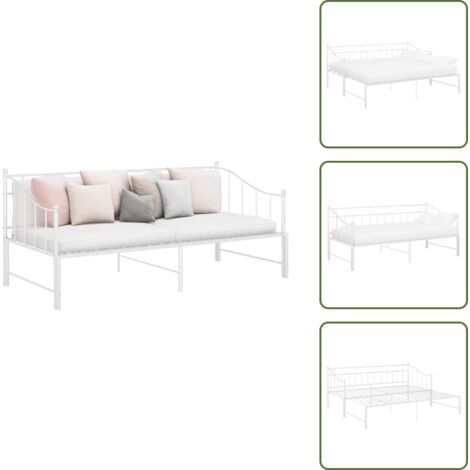The Living Store Telaio Divano Letto Estraibile Bianco in Metallo 90x200 cm - Letto estraibile