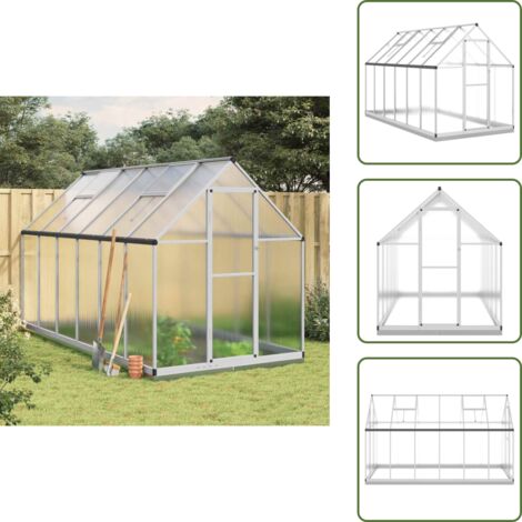 The Living Store Telaio Serra con Base Argento 334x169x202 cm in Alluminio - Serra per giardino