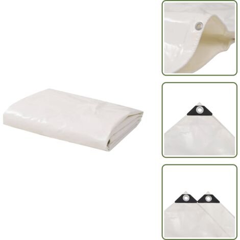 The Living Store Telone 650 g/m² 5x6 m Bianco - Telone per auto