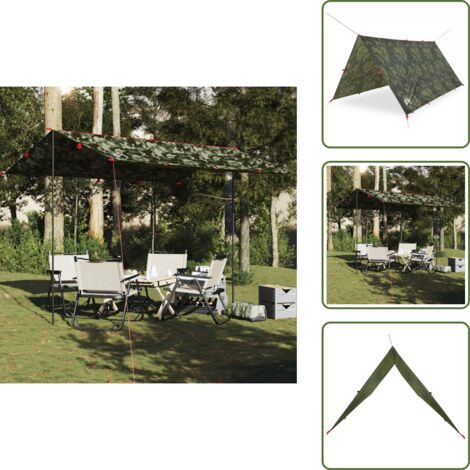 The Living Store Telone da Campeggio Mimetica 366x306 cm Impermeabile - Telone da trekking
