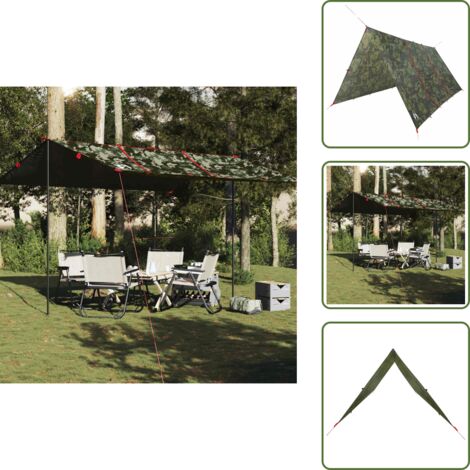 The Living Store Telone da Campeggio Mimetica 451x420 cm Impermeabile - Telone da trekking