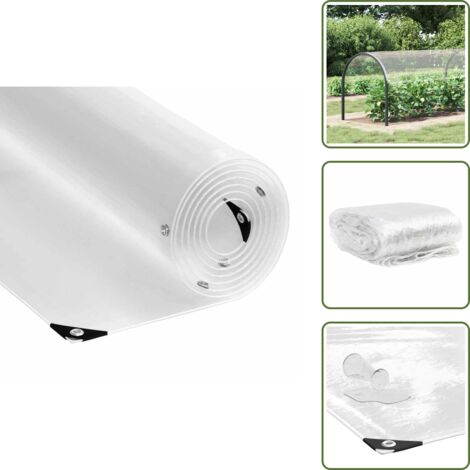 The Living Store Telone Trasparente con Occhielli 2x12 m in PVC - Protezione da pioggia