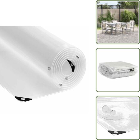 The Living Store Telone trasparente con occhielli 3x4 m PVC - Telo da giardino