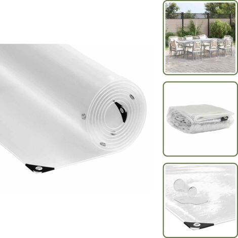The Living Store Telone Trasparente con Occhielli 4x5 m in PVC - Protezione da pioggia