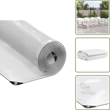 The Living Store Telone Trasparente con Occhielli 5x8 m in Polietilene - Protezione da pioggia