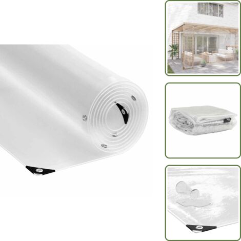 The Living Store Telone Trasparente con Occhielli 6x8 m in PVC - Copertura esterna