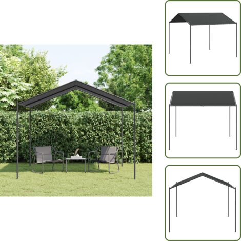 The Living Store Tenda a Baldacchino Antracite 3x3 m in Acciaio e Tessuto - Tenda da giardino