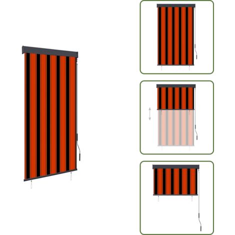 The Living Store Tenda a Rullo per Esterni 100x250 cm Arancione e Marrone - Tenda per balcone