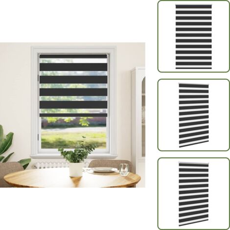 The Living Store Tenda a rullo zebra 100,9x175 cm Tessuto Larghezza 96,7 cm nero - Tenda zebrata