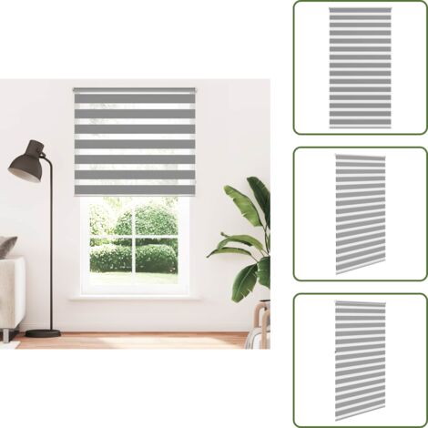 The Living Store Tenda a rullo zebra 120,9x230 cm Larghezza tessuto 116,7 cm grigio - Tenda zebrata