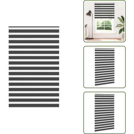 The Living Store Tenda a Rullo Zebra Nero Larghezza Tessuto 140,9 cm Poliestere - Tenda zebrata