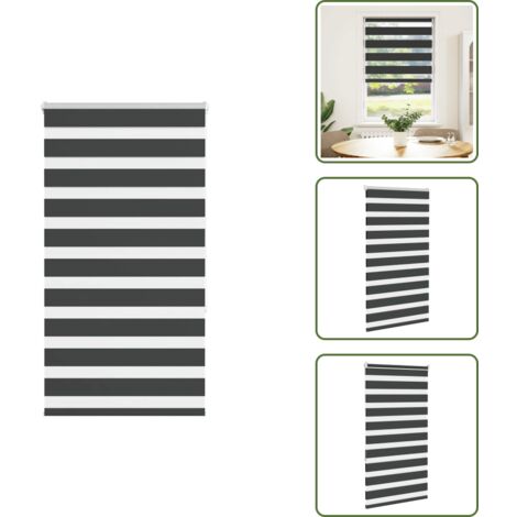 The Living Store Tenda a Rullo Zebra Nero Larghezza Tessuto 80,9 cm Poliestere - Tenda zebrata