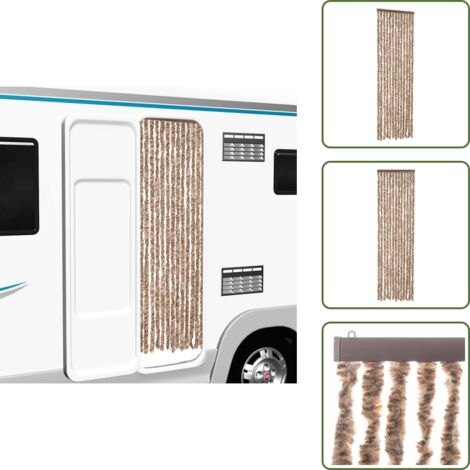 The Living Store Tenda Antimosche Beige e Marrone Scuro 56x185 cm in Ciniglia - Mosche