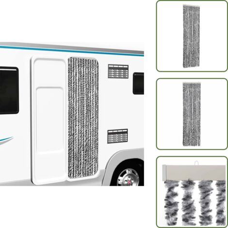 The Living Store Tenda Antimosche Grigia Nera e Bianca 56x200 cm in Ciniglia - Mosche