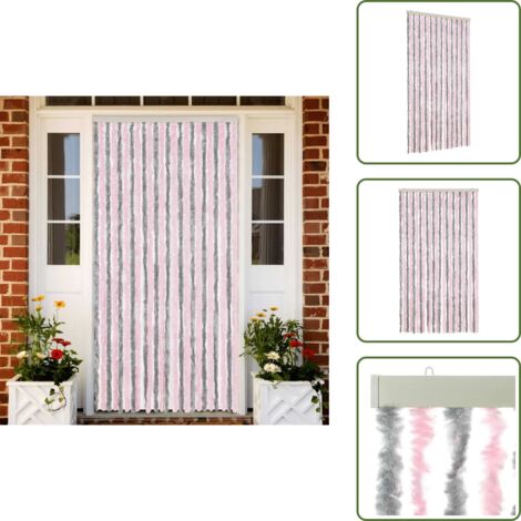 The Living Store Tenda Antimosche Grigio Argento e Rosa 100x200 cm in Ciniglia - Mosche