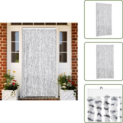 The Living Store Tenda Antimosche Grigio Chiaro e Grigio Scuro in Ciniglia - Mosche
