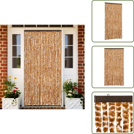The Living Store Tenda Antimosche Ocra e Bianca 100x230 cm in Ciniglia - Mosche