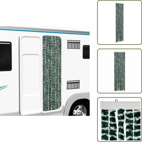 The Living Store Tenda Antimosche Verde e Bianca 56x200 cm in Ciniglia - Mosche
