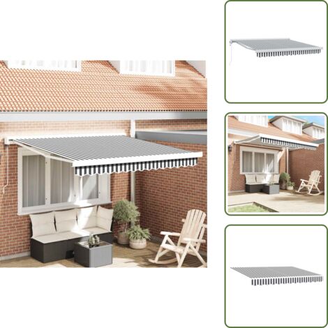 The Living Store Tenda da Sole Antracite e Bianca 3x2,5 m Tessuto e Alluminio - Tenda retrattile
