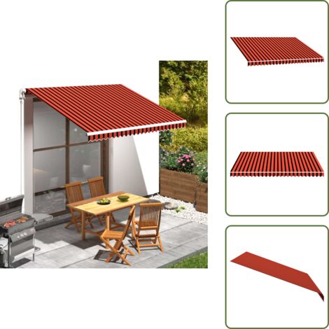 The Living Store Tenda da Sole in Tela Arancione e Marrone 3,5x2,5 m - Tela da sole