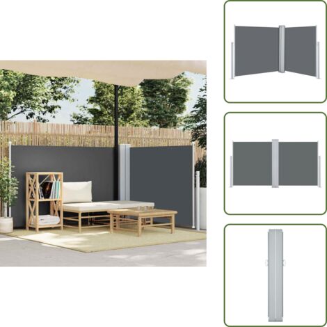 The Living Store Tenda da Sole Laterale Retrattile Antracite 120x600 cm - Tenda da sole per giardino