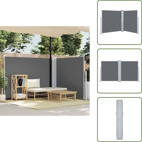 The Living Store Tenda da Sole Laterale Retrattile Antracite 140x600 cm - Tenda da sole per giardino