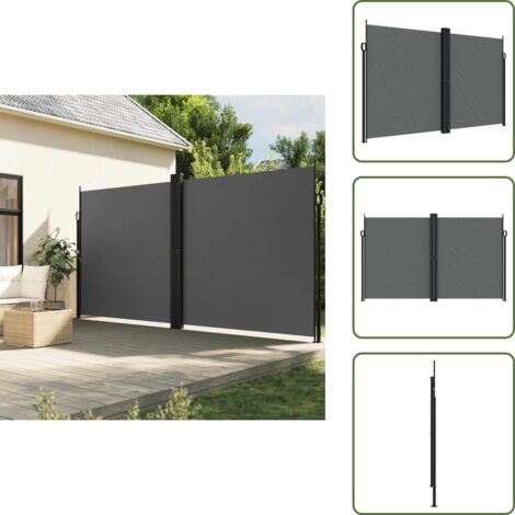 The Living Store Tenda da Sole Laterale Retrattile Antracite 200x1000 cm - Ombreggiatura da giardino