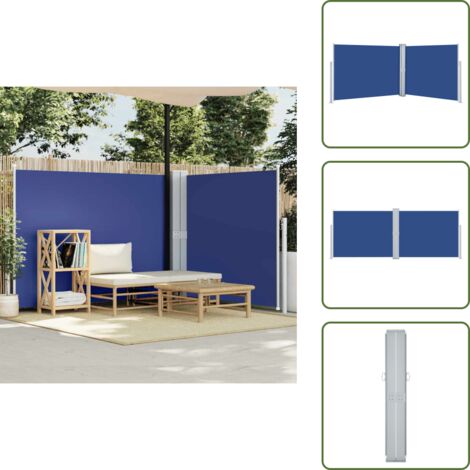 The Living Store Tenda da Sole Laterale Retrattile Blu 140x1000 cm - Tenda da sole per giardino
