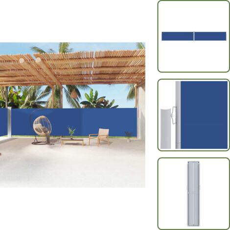 The Living Store Tenda da Sole Laterale Retrattile Blu 180x1200 cm - Tenda da sole per giardino