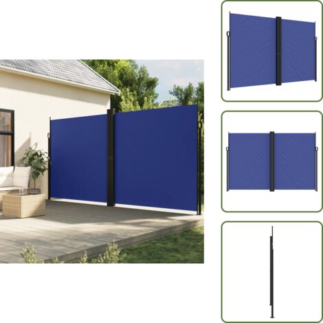The Living Store Tenda da Sole Laterale Retrattile Blu 220x600 cm - Tenda da giardino