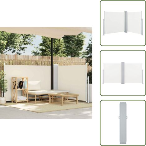 The Living Store Tenda da Sole Laterale Retrattile Crema 120x600 cm - Tenda da sole per giardino