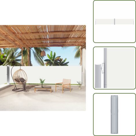 The Living Store Tenda da Sole Laterale Retrattile Crema 160x1000 cm - Tenda da sole per giardino