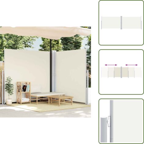 The Living Store Tenda da Sole Laterale Retrattile Crema 200x600 cm - Tenda da sole per giardino