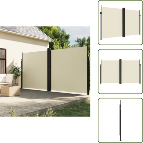 The Living Store Tenda da Sole Laterale Retrattile Crema 200x600 cm - Tenda da sole retrattibile