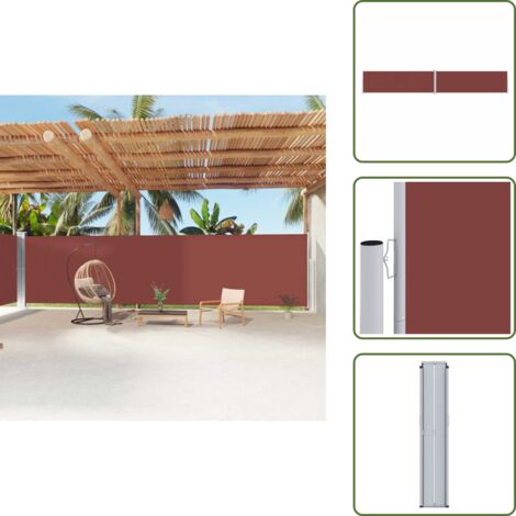 The Living Store Tenda da Sole Laterale Retrattile Marrone 200x1200 cm - Tenda da sole per giardino