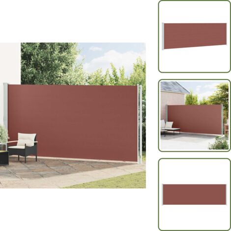 The Living Store Tenda da Sole Laterale Retrattile per Patio 200x600 cm Marrone - Tenda da sole retrattile